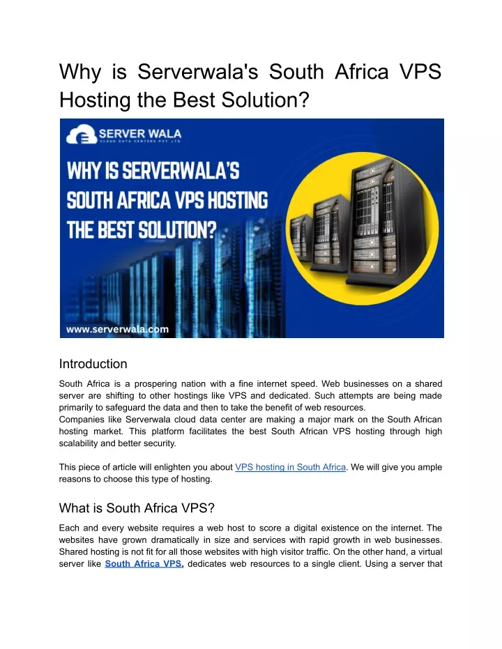 why is serverwala s south africa vps hosting