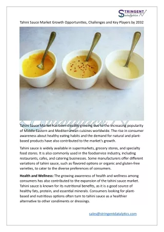 tahini sauce market growth opportunities