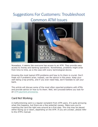 suggestions for customers troubleshoot common