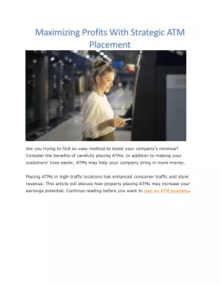 maximizing profits with strategic atm placement