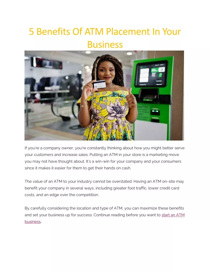 5 benefits of atm placement in your business