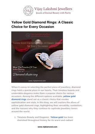 Yellow Gold Diamond Rings A Classic Choice for Every Occasion