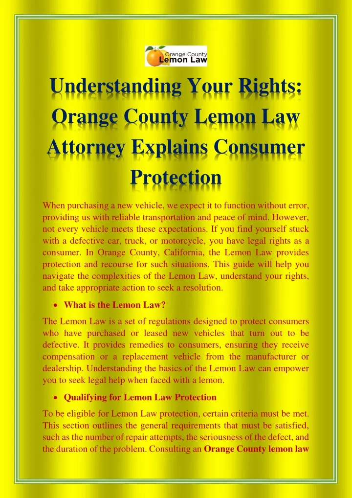 understanding your rights orange county lemon
