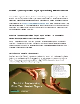 Latest Electrical Engineering Final Year Project Topics