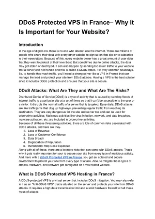 DDoS Protected VPS in France– Why it is important for your website_