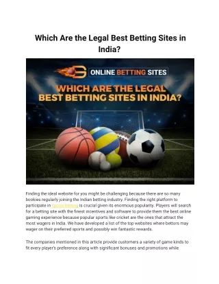 Which Are the Legal Best Betting Sites in India_