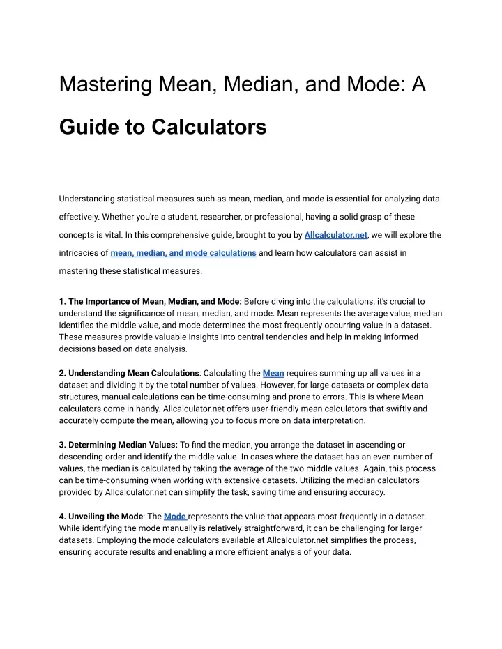 mastering mean median and mode a