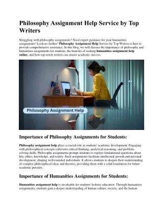 philosophy assignment help service by top writers