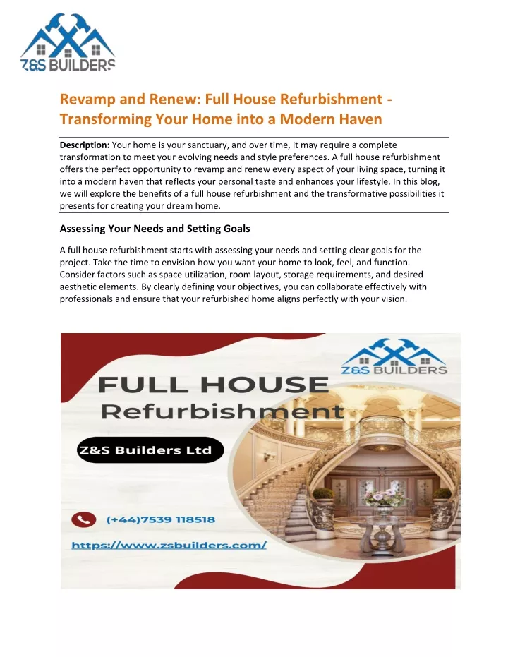 revamp and renew full house refurbishment