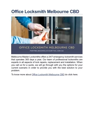 Office Locksmith Melbourne CBD