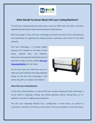 What Should You Know About CO2 Laser Cutting Machines?