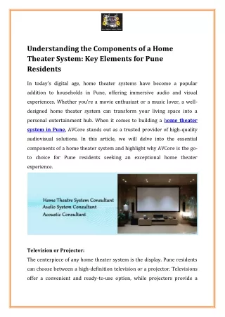 Understanding the Components of a Home Theater System Key Elements for Pune Residents