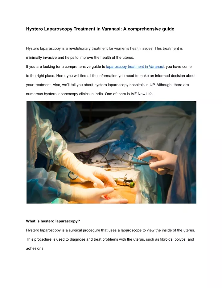 hystero laparoscopy treatment in varanasi