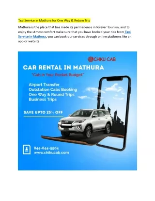taxi service in mathura for one way return trip