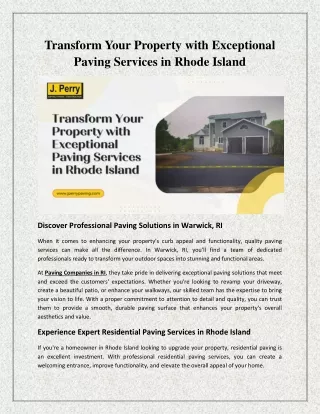 Transform Your Property with Exceptional Paving Services in Rhode Island