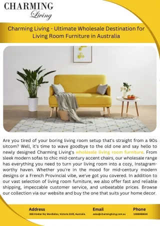 Charming Living - Ultimate Wholesale Destination for Living Room Furniture in Australia
