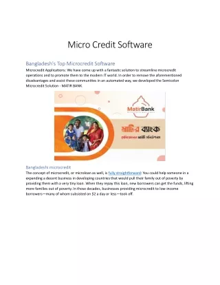 Micro Credit Software