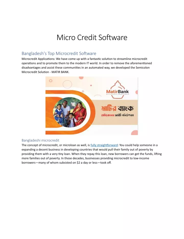 micro credit software