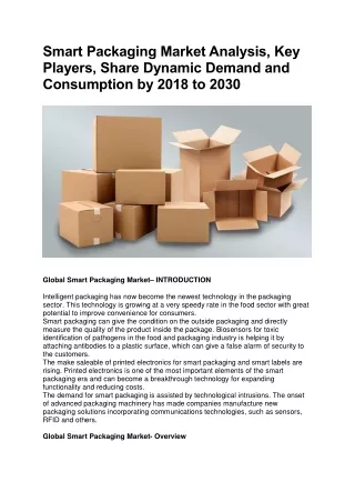 Smart Packaging Market Applications & Forecast 2030