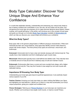 body type calculator discover your unique shape