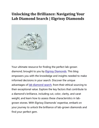 Unlocking the Brilliance: Navigating Your Lab Diamond Search | Elgrissy Diamonds