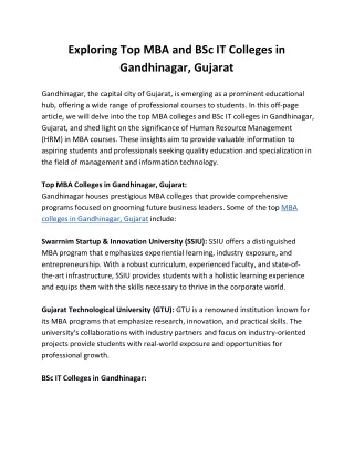 exploring top mba and bsc it colleges