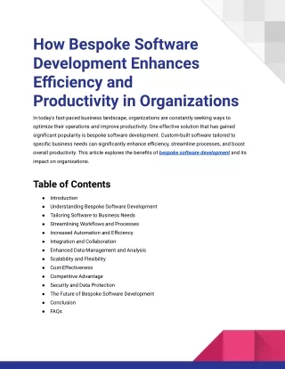 How Bespoke Software Development Enhances Efficiency and Productivity in Organizations