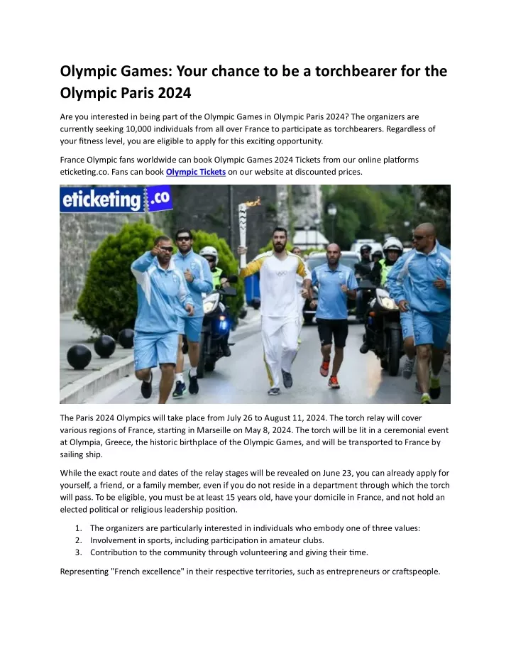 olympic games your chance to be a torchbearer