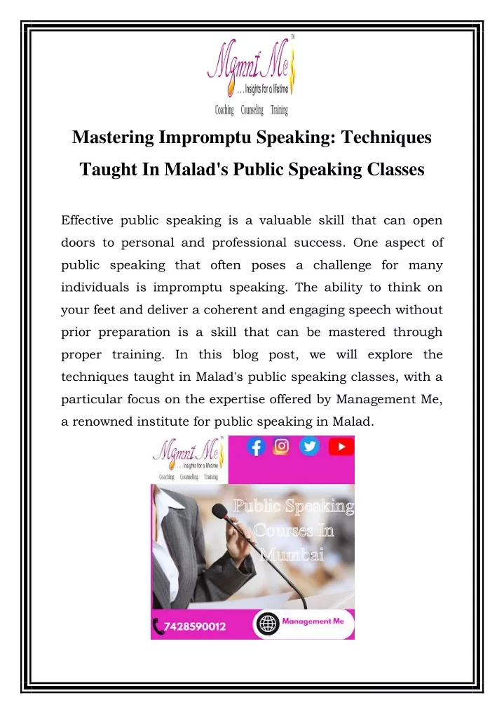 mastering impromptu speaking techniques