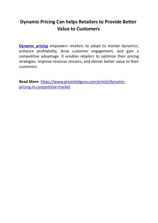 dynamic pricing can helps retailers to provide