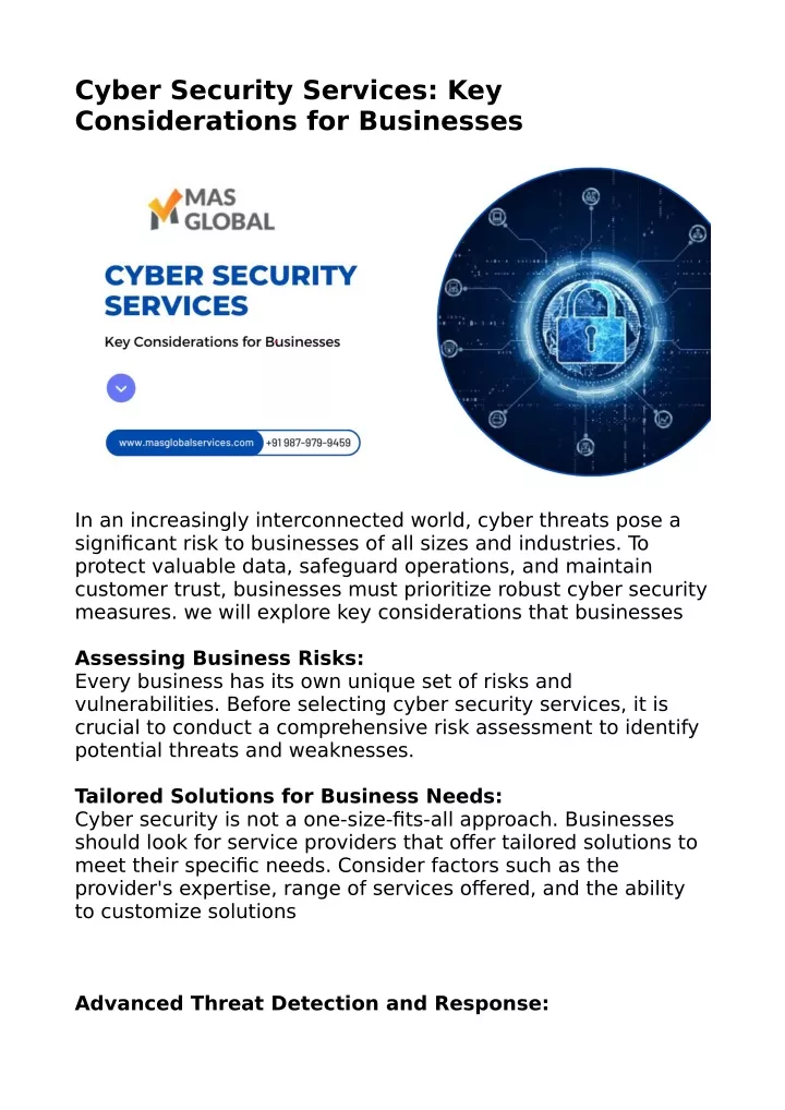 cyber security services key considerations