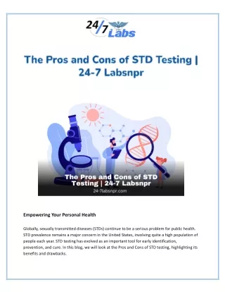 The Pros and Cons of STD Testing | 24-7 Labsnpr