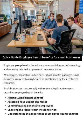 Quick Guide Employee health benefits for small businesses