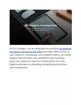 UX Design Services - YUJ Designs