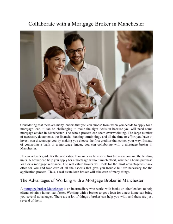 collaborate with a mortgage broker in manchester