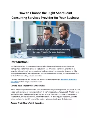 how to choose the right sharepoint consulting