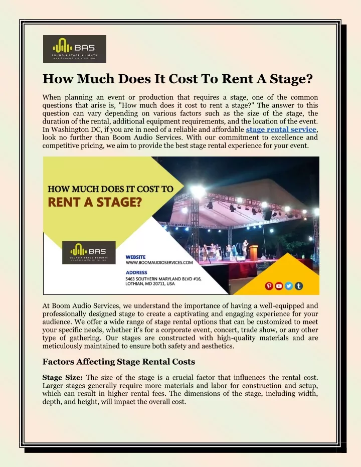 how much does it cost to rent a stage