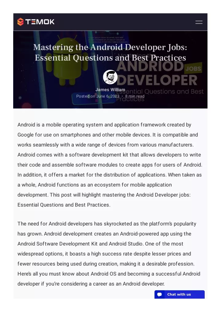 mastering the android developer jobs essential