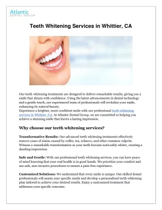 Teeth Whitening Services in Whittier, CA