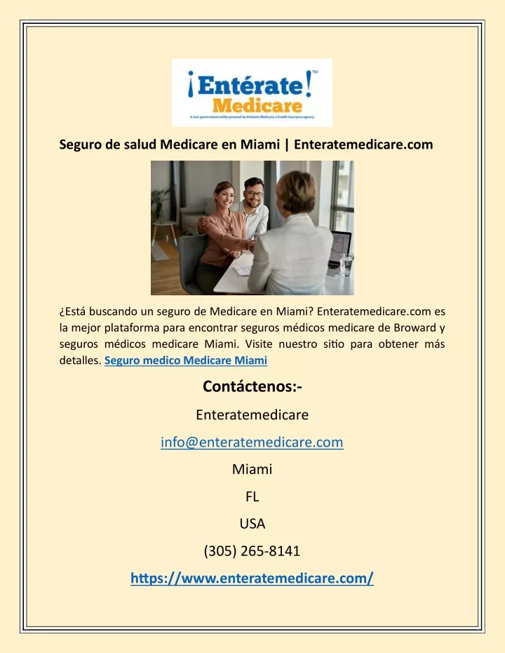 seguro de salud medicare en miami