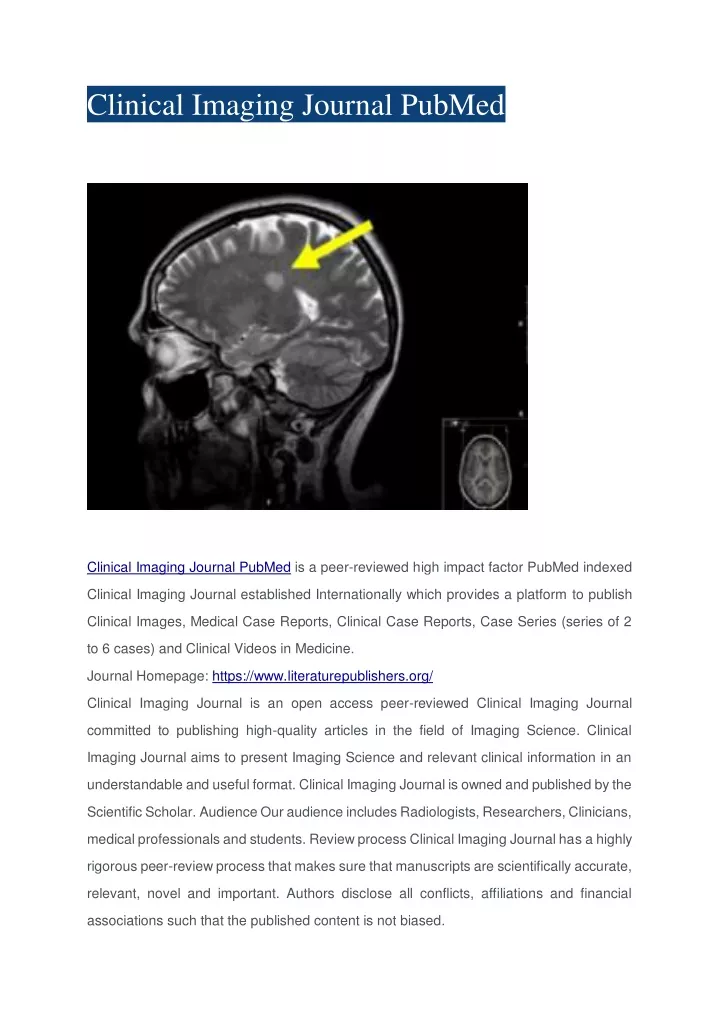 clinical imaging journal pubmed