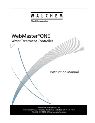 WebMaster ONE Water Treatment Controller Manual
