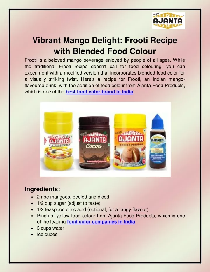 vibrant mango delight frooti recipe with blended