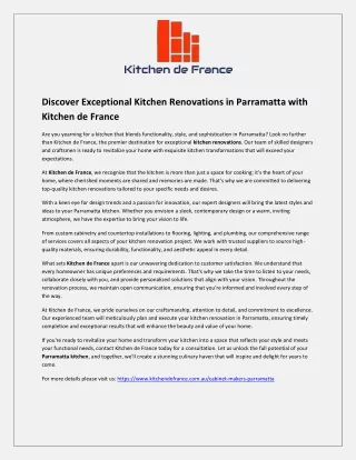 Discover Exceptional Kitchen Renovations in Parramatta with Kitchen de France