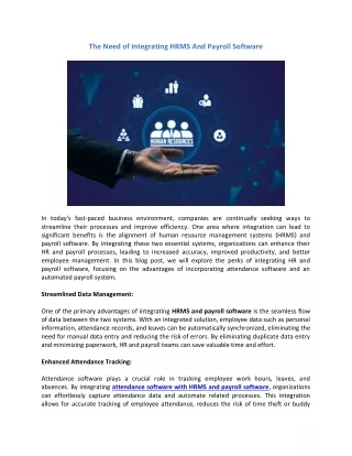 the need of integrating hrms and payroll software