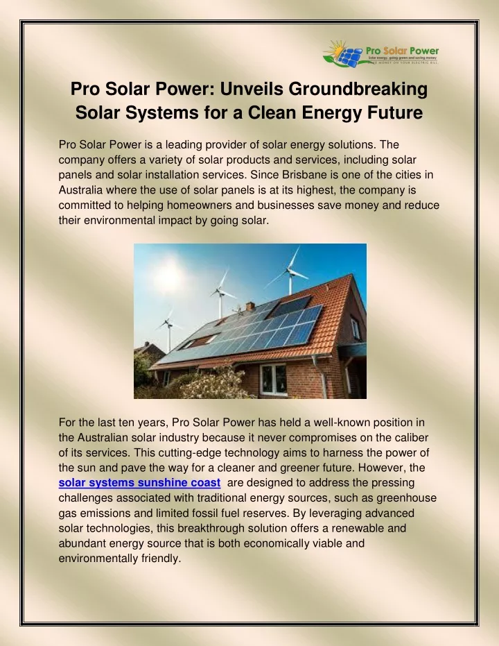 pro solar power unveils groundbreaking solar