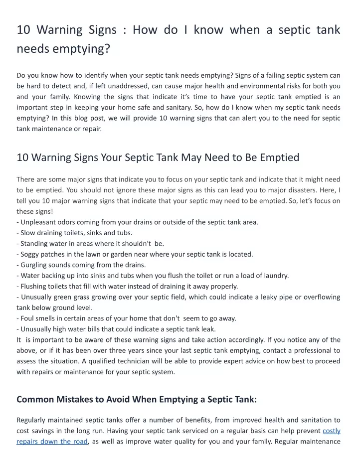 10 warning signs how do i know when a septic tank