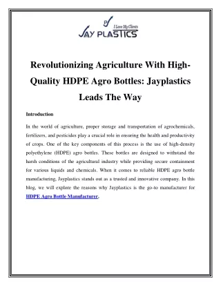 HDPE Agro Bottle Manufacturer Call-7028064839