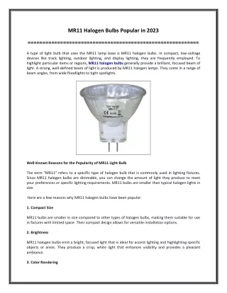 MR11 Halogen Bulbs Popular in 2023