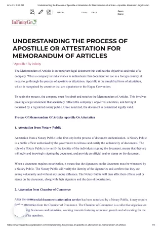 Process of  apostille and attestation for memorandum of articles